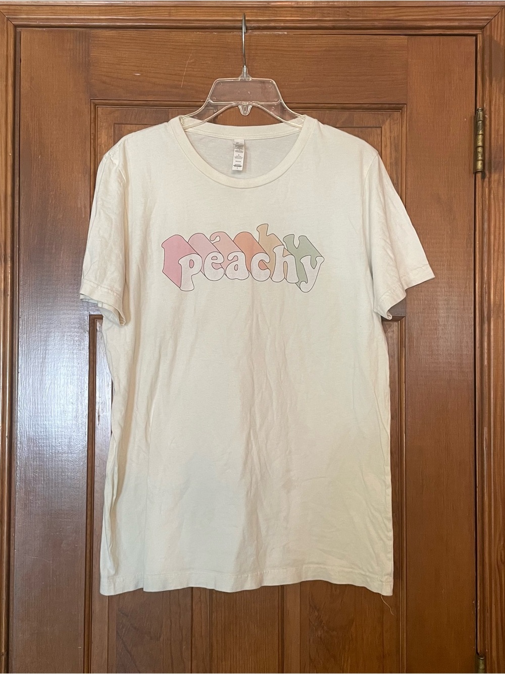 Bella Canvas Women’s Soft Peachy Graphic Tee in Cream, 100% Cotton, Size Large